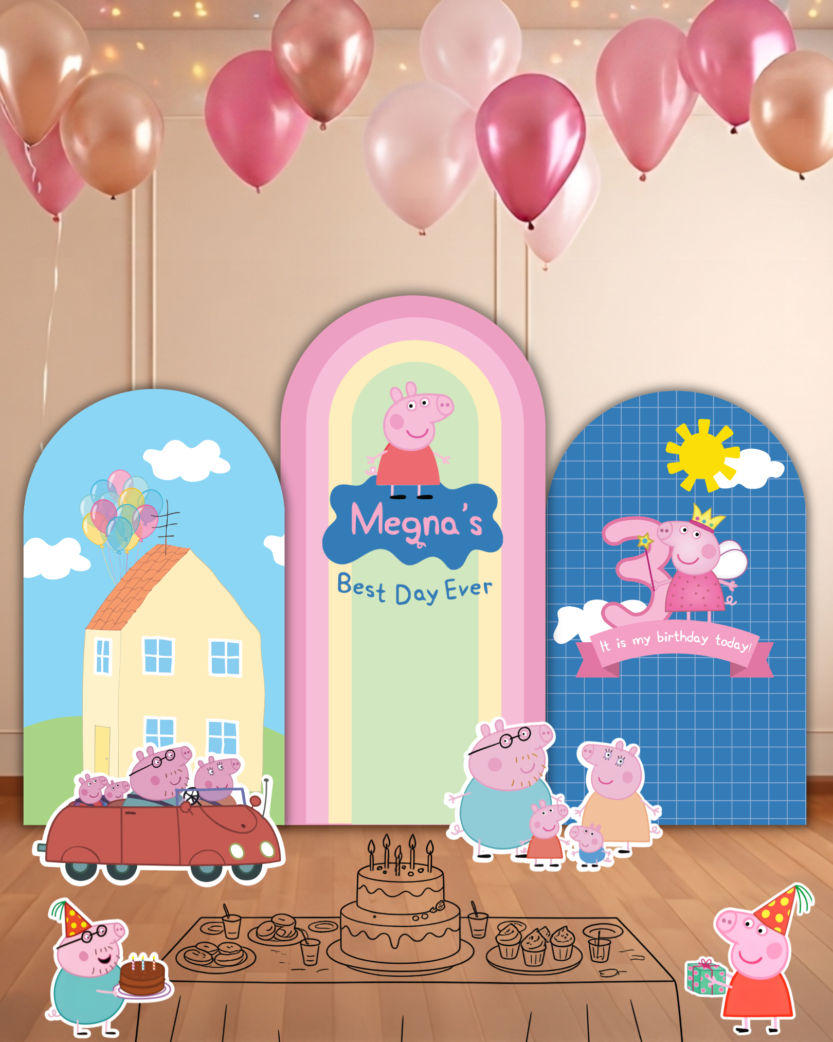 Peppa Pig Theme Shape Cutouts — view 2 | Molly Moo