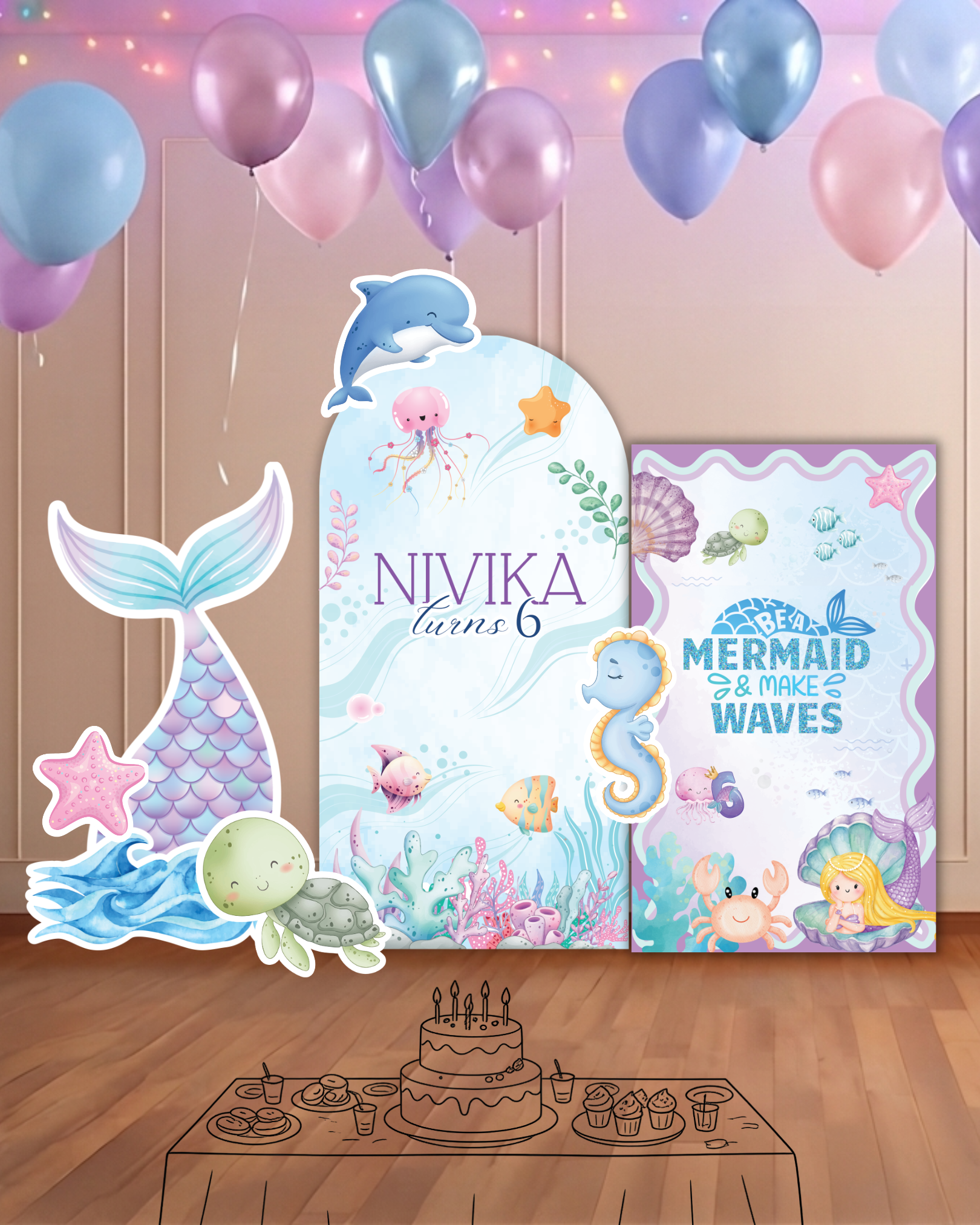 Mermaid Theme Shape Cutouts — view 2 | Molly Moo