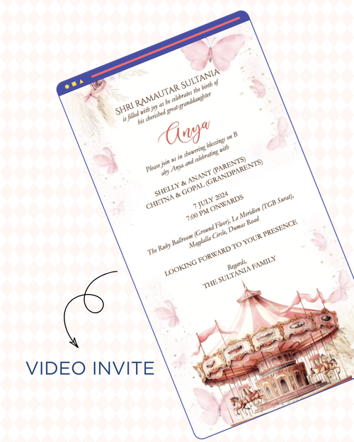 Baby Welcome Video Invite - Pink