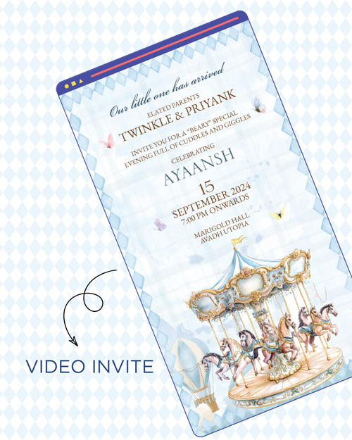 Baby Welcome Video Invite - Blue