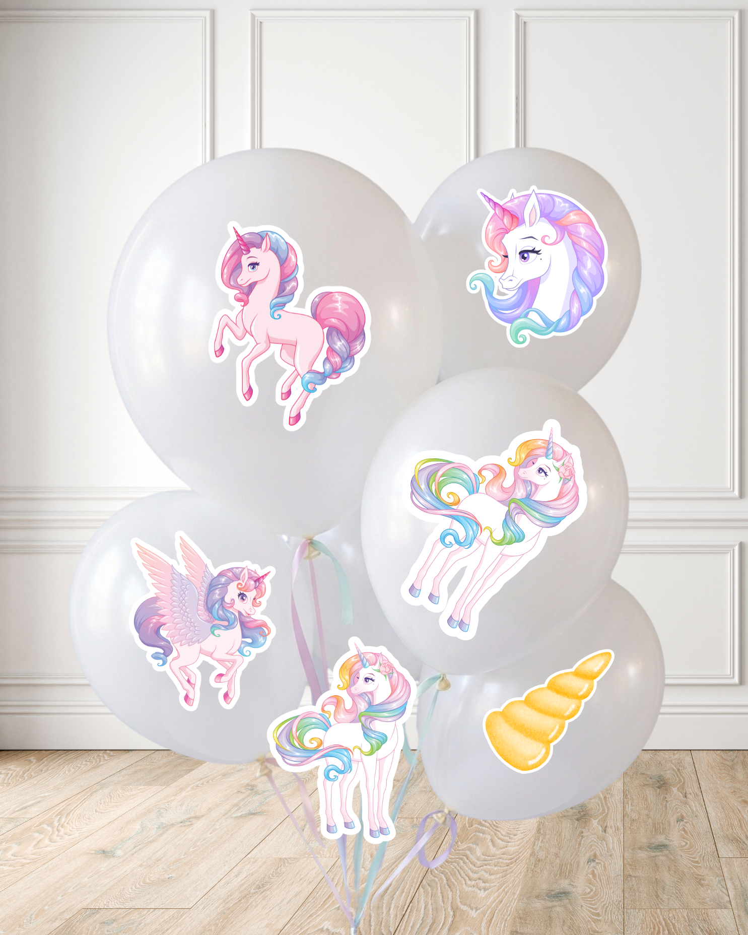 Unicorn Balloon Stickers | Molly Moo