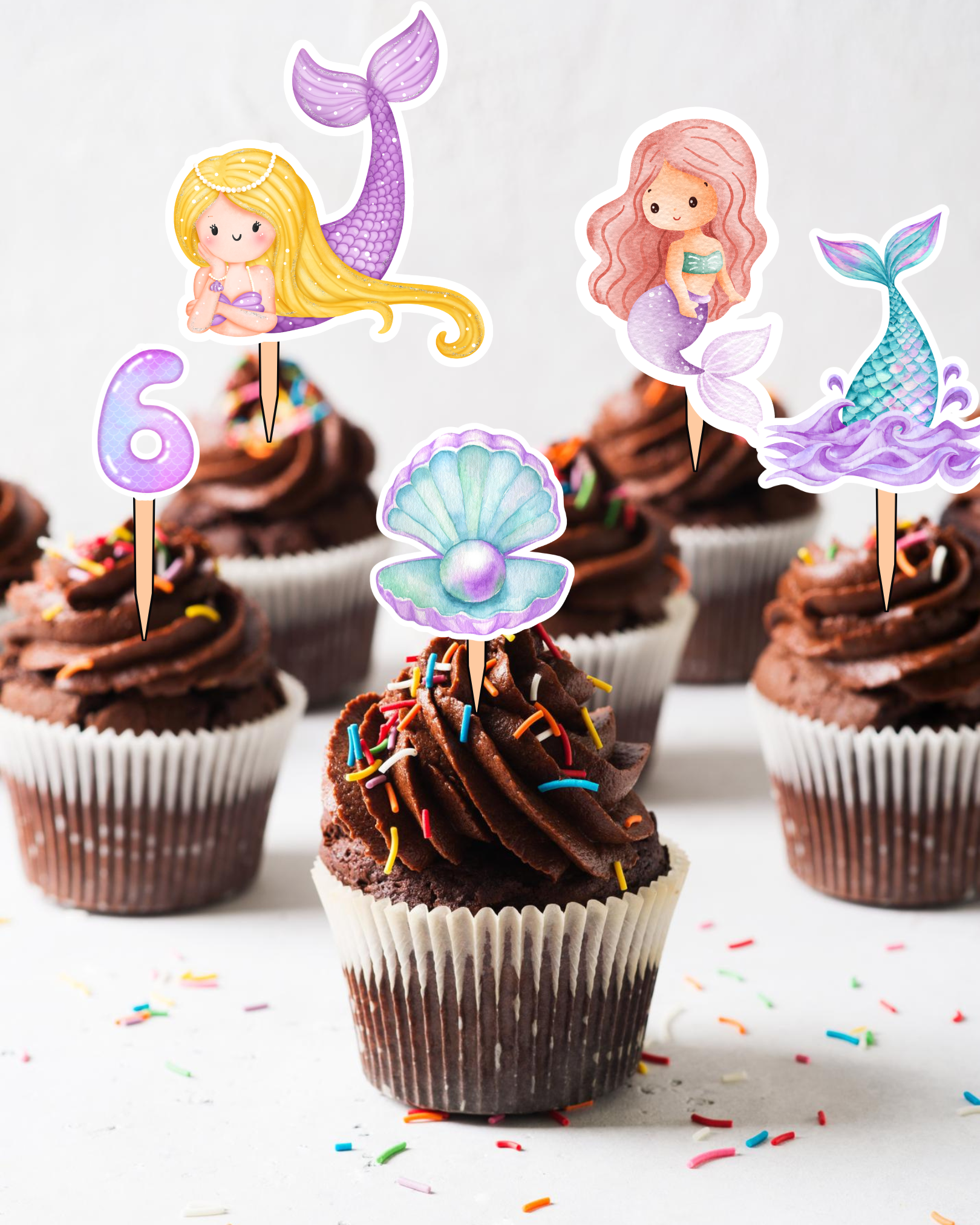 Mermaid Cupcake Toppers | Molly Moo