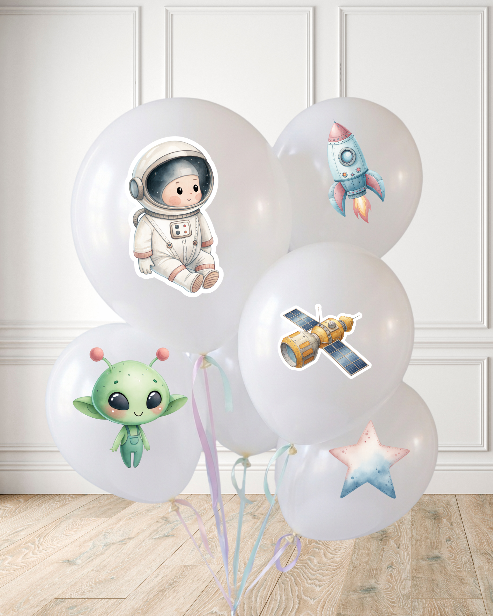 Space Astros Balloon Stickers | Molly Moo
