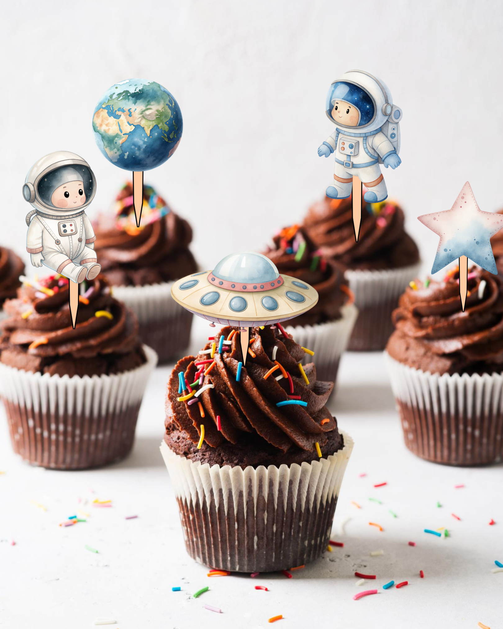 Space Astros Cupcake Toppers | Molly Moo