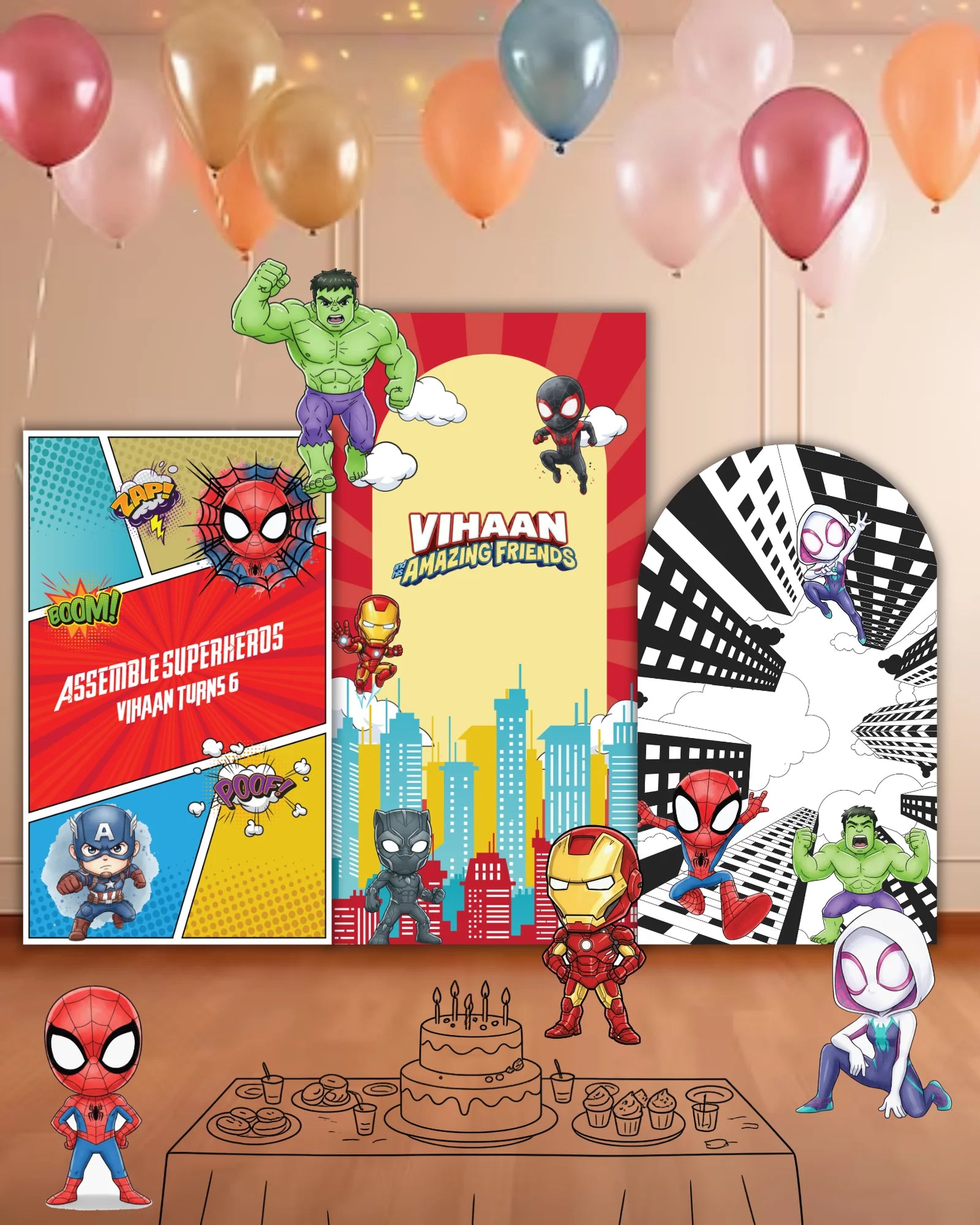 Superhero Theme Shape Cutouts — view 2 | Molly Moo